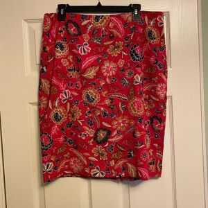 NWOT Ann Taylor Factory Red Floral Pencil Skirt